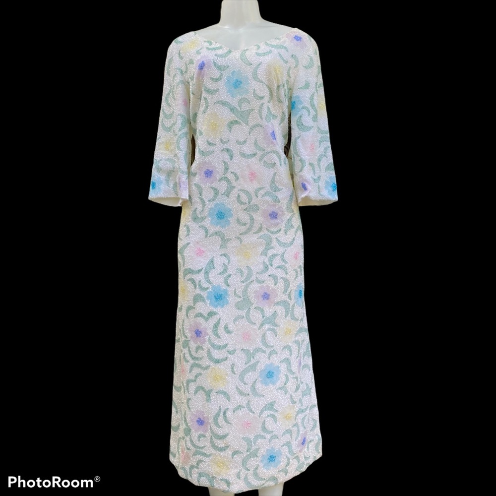 Vintage White Floral Maxi Dress